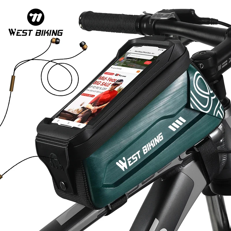 WEST BIKING New MTB Road Bike Bag Waterproof Frame Front Top Tube Cycling Bag Touchscreen 7.0in Phone Case Bicycle Accessories