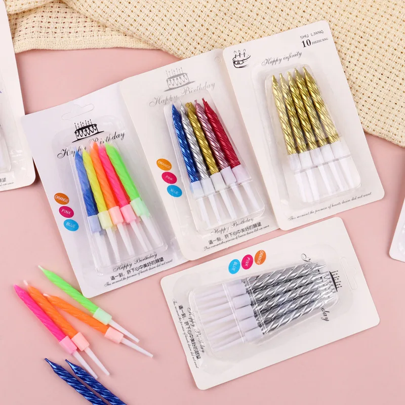 10pcs/Box Mini Threaded Style Decorative Holiday & Wedding Candles,  For Dining Room, Proposal, Birthday, Graduation