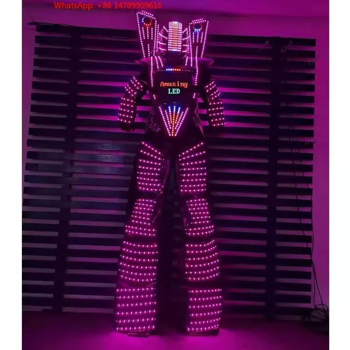 

LED Luminous Robot CostumeRemote Control Glowing Robot Wearable Costume Suit Party Events Peorce Led Robot Stilt Walker Costum