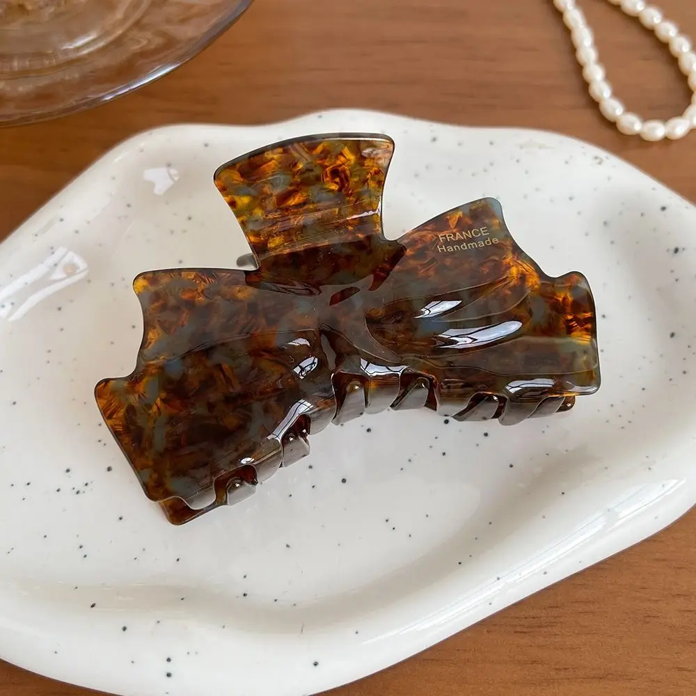 

Geometric Retro Bow Acetate Hair Claw Hairpin Headwear Solid Color Shark Clip Geometry Hair Clip Korean Style Shark Clip