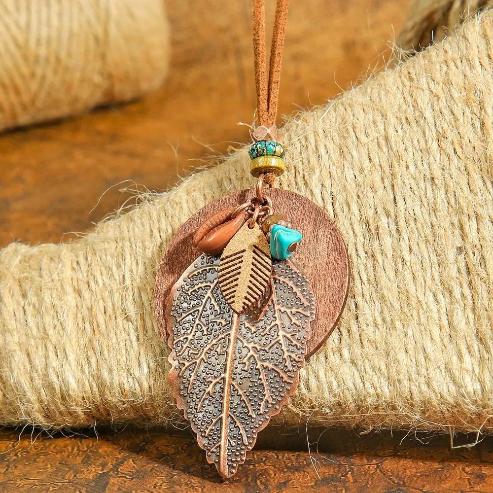 Vintage Trendy Boho Long Neckalce Women Fashion Elegant Tribal Necklace Turquoise Shell Pendant Jewelry