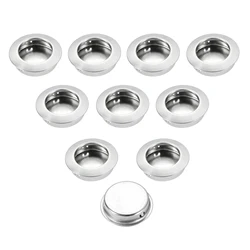 DRELD 10Pcs Stainless Steel Flat Furniture Handles Recessed Flush Pulls Finger Insert Sliding Door Drawer Handles Cabinet Pulls
