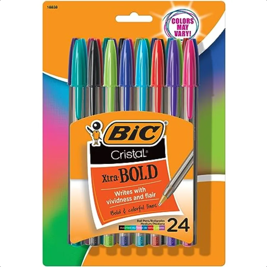 

Шариковые ручки Cristal Xtra Bold Point 1,6 мм для ярких и эффектных линий, разные цвета, упаковка 24 шт., идеальные чернильные ручки
