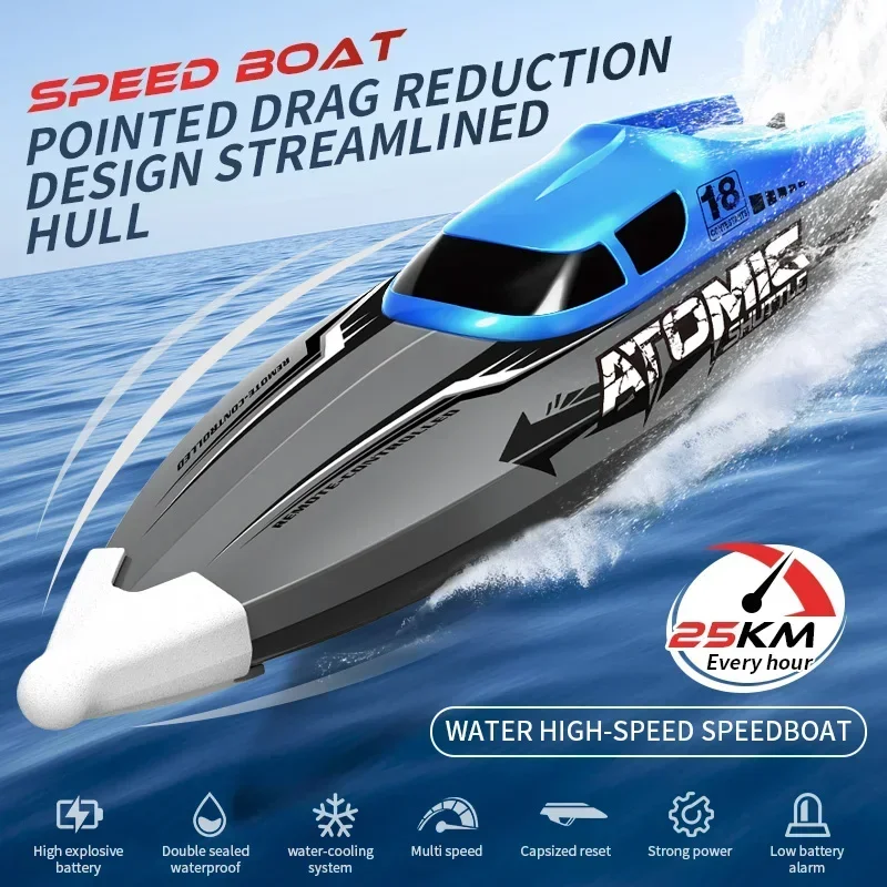 

2.4G Remote Control Boat 25KM/H High-speed Boat Electric Racing Crazy sprint Speedboat summer pool toys for chrildren kids gifts