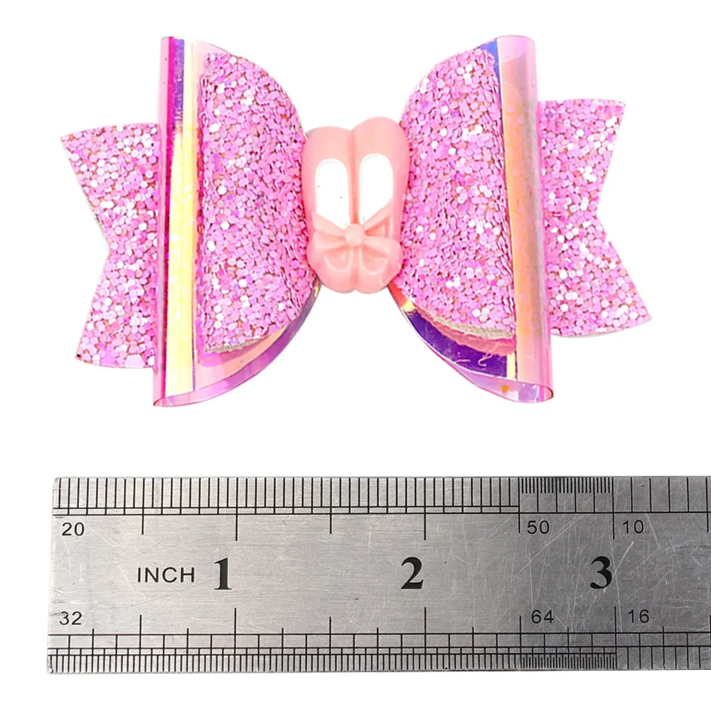 2Pcs/lot 3\'\' PINK Glitter Bow Hair Clips for Girls Back To School Hair Accessories Dance Party Bows Hair Barrettes for Kids