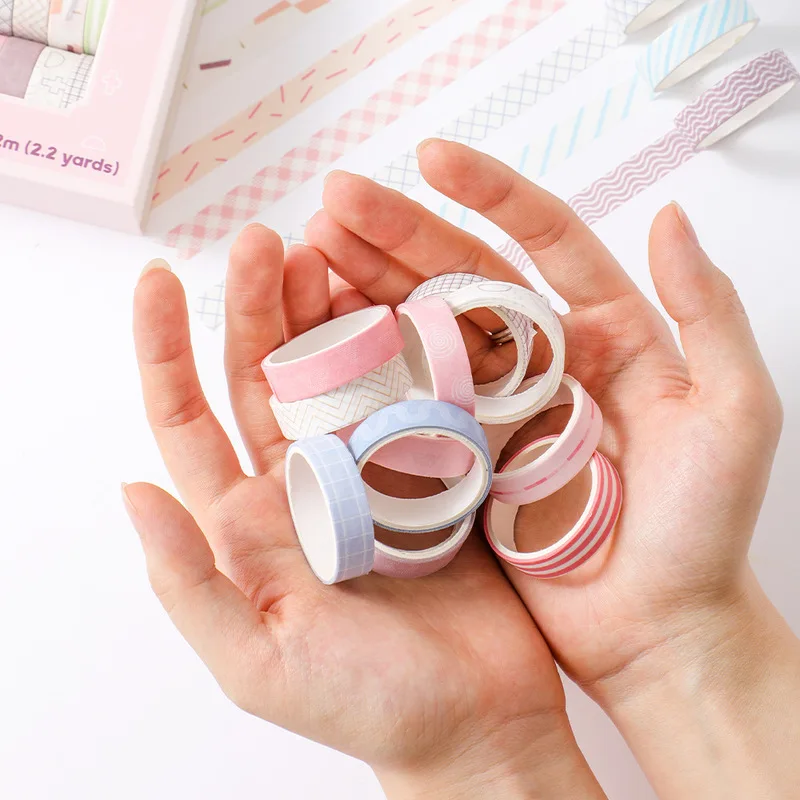 Colorful Washi Tape Set Gift Box Solid Color Basic Hand Account Tape Diy Rainbow Decorative Cute Sticker Tape School Student