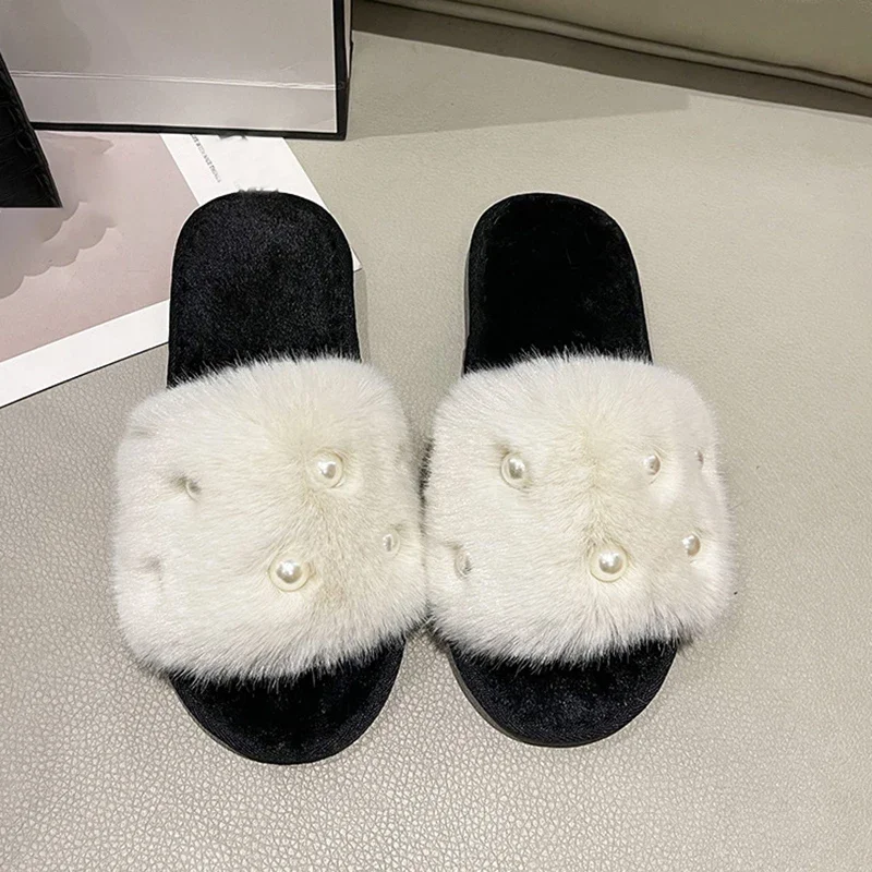 بيرلي رقيق النعال المنزل الشتاء أحذية مصممين غير رسمية النساء 2025 جديد فاخر داخلي أفخم الشرائح الفتيات موضة الأحذية الأنيقة #4