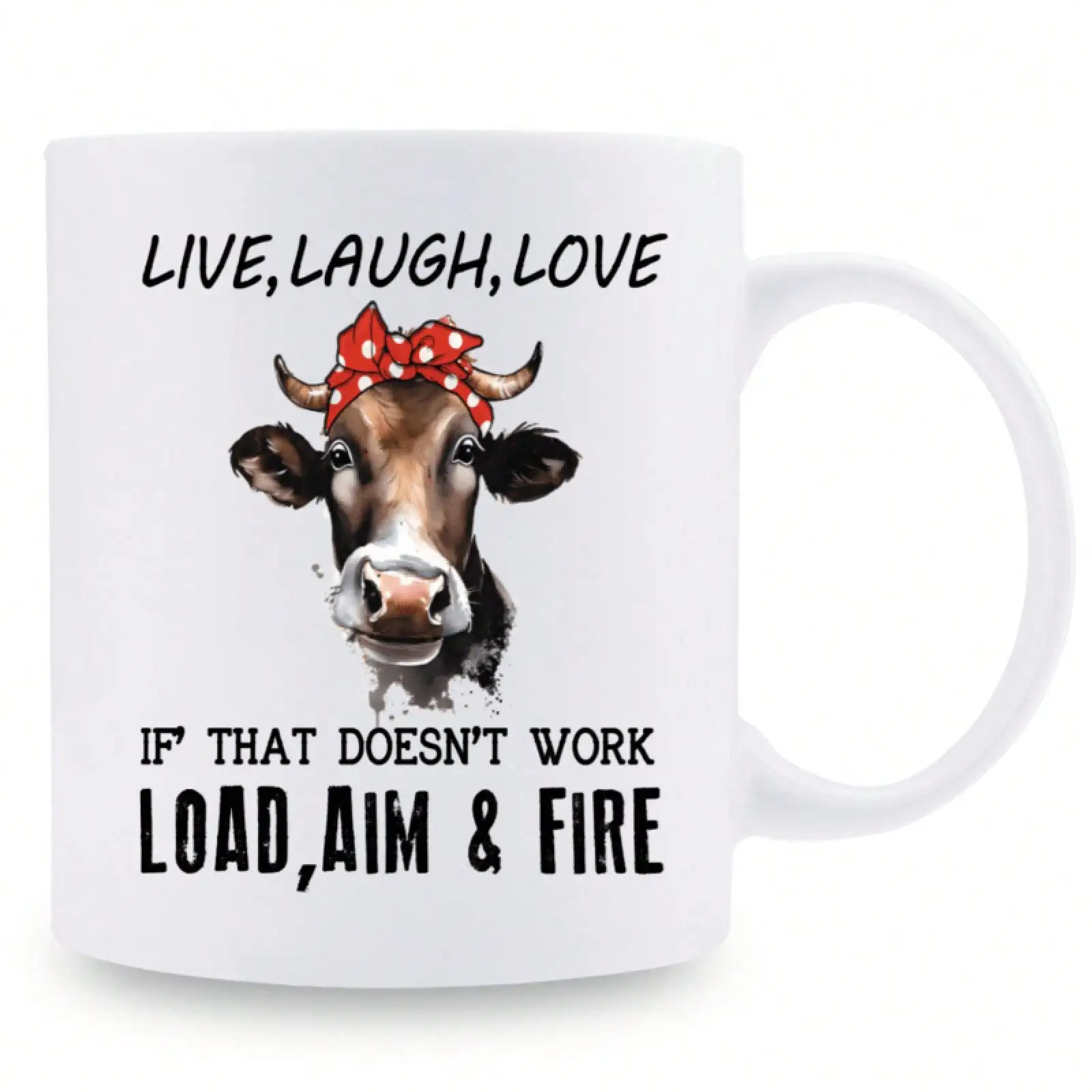1-Piece Ceramic Coffee Mug, a Fun and Unique Gift Mug with a Cow-Patterned Headscarf and the Phrase 
