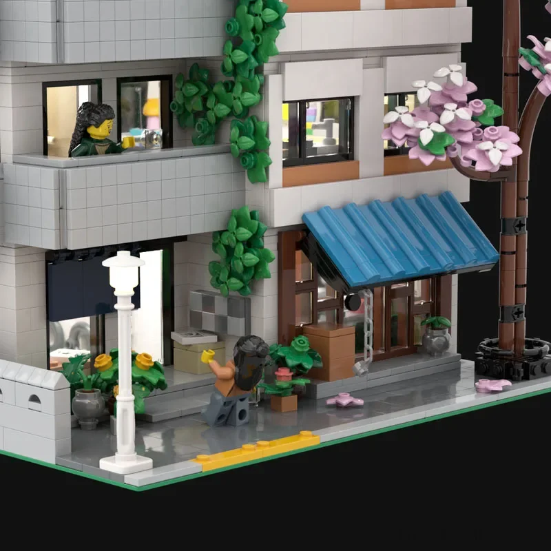 Moc ビルディングブロックストリートビューモデルガーデンアパートビルディングテクノロジーモジュラー子供のギフトおもちゃ DIY セットアセンブリ