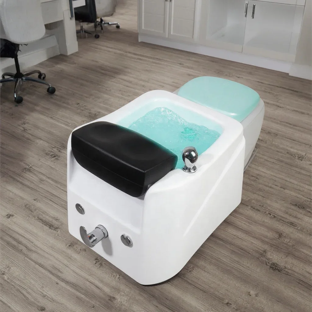 Luxury Pedicure Spa Chair, Nail Salon with Massage Function, Salon Furniture Comfortable, Adjustable Seat Back Black Surface