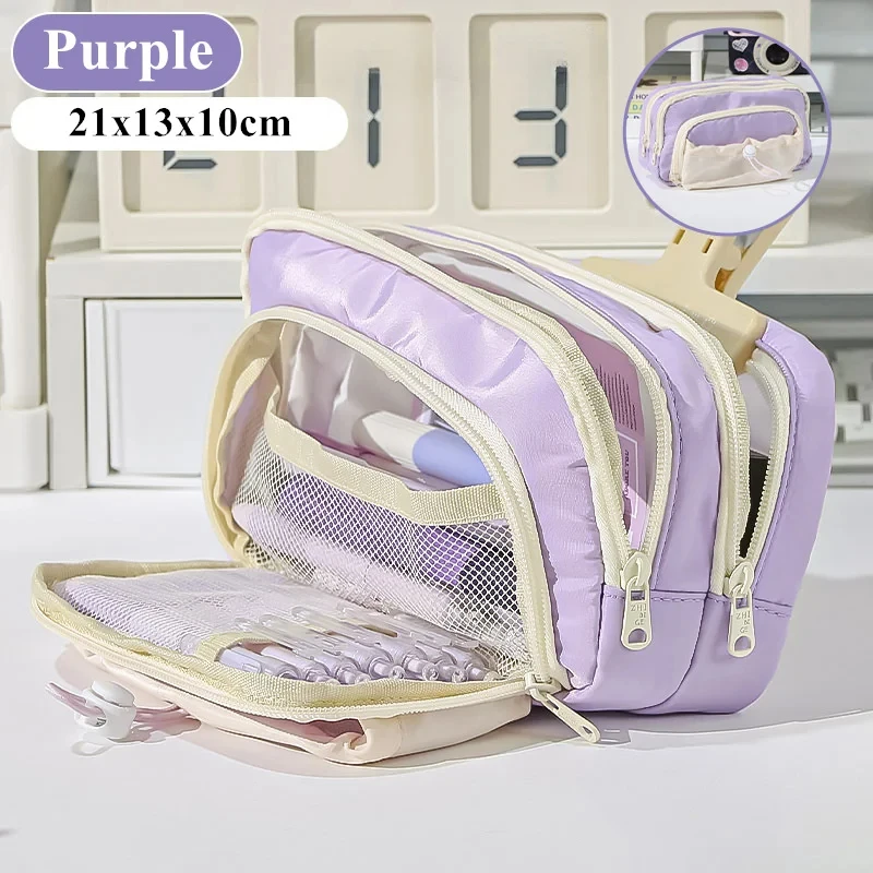 Large Capacity 5-Layered Pencil Bags Kawaii Front Pocket Pencil Pouch Boys Girls School Stationery Gifts Creative Pencil Case