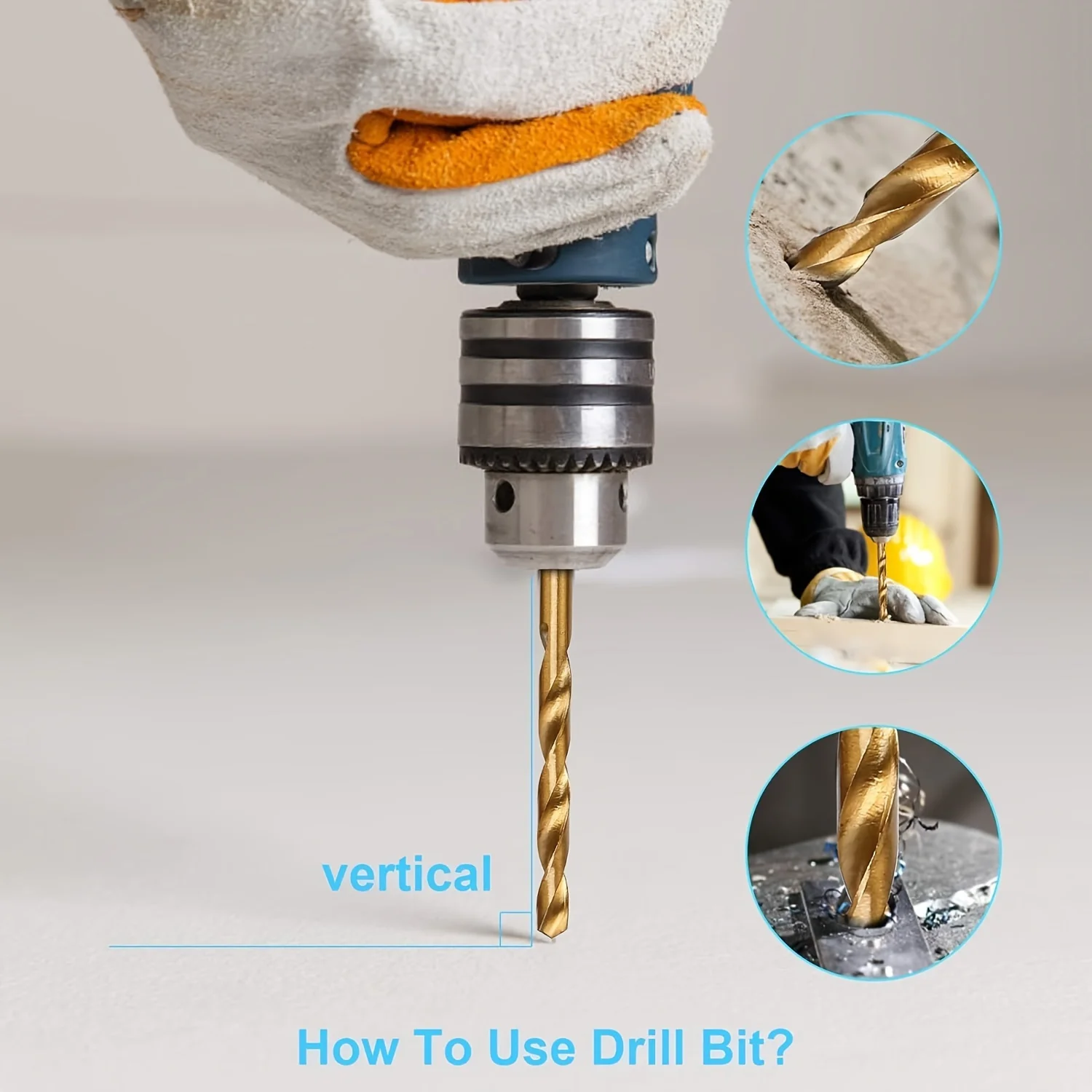 19pcs Titanium-Coated Drill Bit Set with 135° Tip, Hex Shank for Wood, Soft Metal & Plastic (1/16"-1/4") - Quick Change