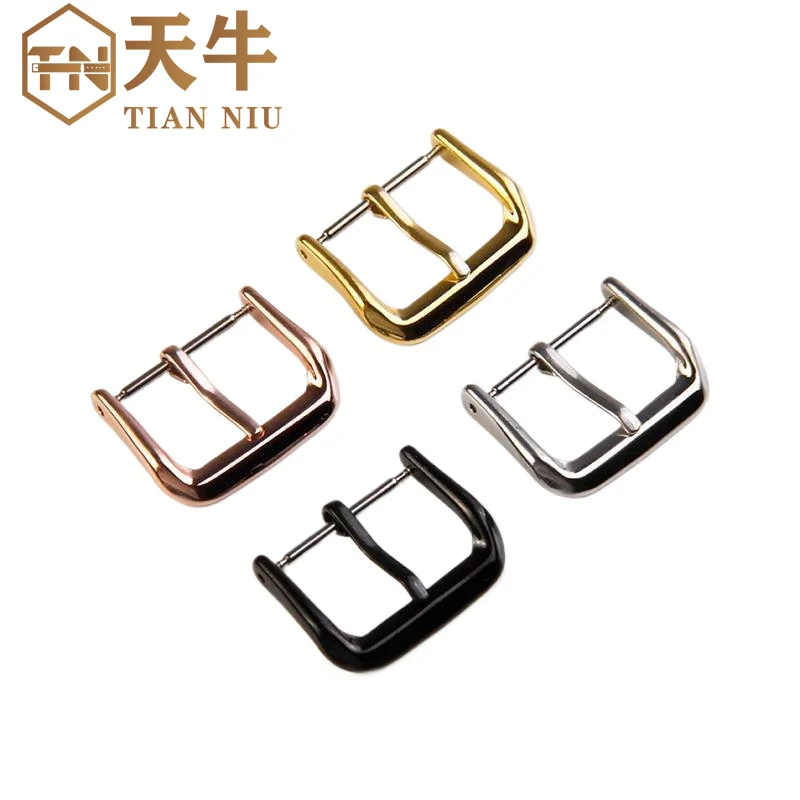 Silver Gold Rose gold Stainless Steel Watch Strap Buckle Polished Metal Watchband Clasp 6 10 12 16 18 20 22mm Watch Accessories