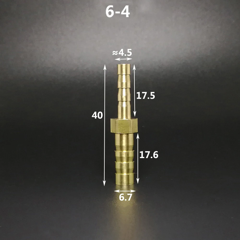 Reductor de manguera de lengüeta, adaptadores Euqal de transferencia de latón para agua, Gas y aceite, 4, 6, 8, 10, 12, 14, 16, 19, 25mm