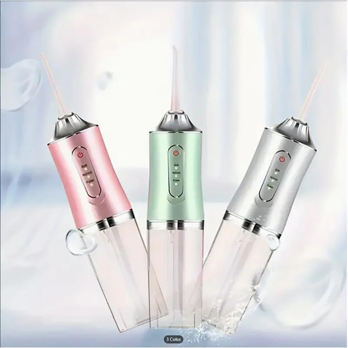 Dental Floss, Portable Cordless Oral Irrigator Cleaning 3 Modes, Waterproof Rechargeable Dental Cleaner, with 4 Nozzles