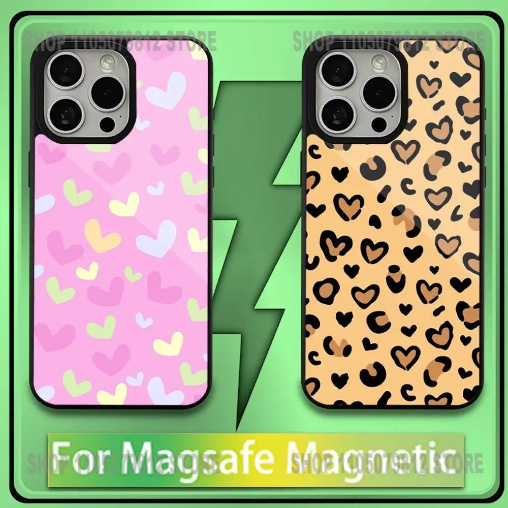 

Cute Love Heart Phone Case For iPhone17,16,15,14,13,12,11,Plus,Pro,Max,Mini Soft Magesafe Magnetic Wireless Charge