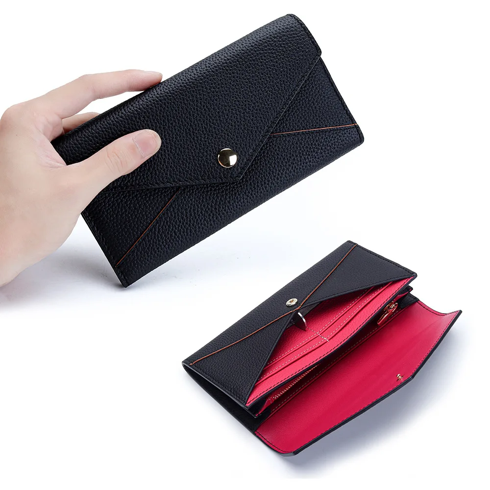 New Arrive RanHuang 2026 Women's Genuine Leather Wallets High Quality Long Wallets Fashion Clutch Bags Multifunction Purses B386