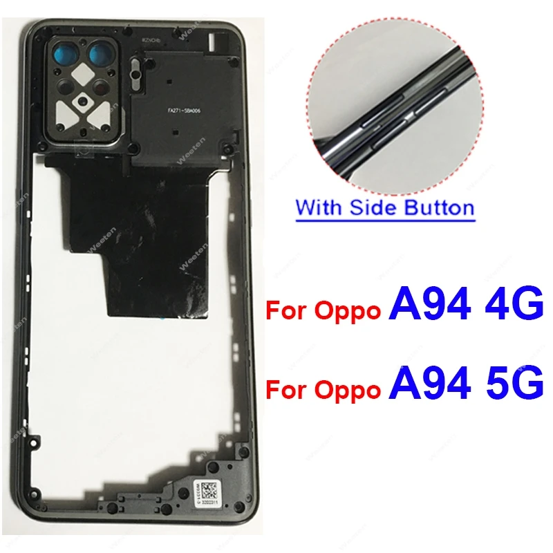 Dành Cho OPPO A94 A95 4G 5G Trung Khung Nhà Ở Bao Ốp Viền Giữa Khung Với Nút Bên Khung Máy Ảnh ống Kính