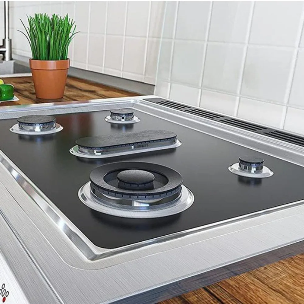 

1/3/4pcs 5-Hole Gas Stove Pad Non Stick Anti-dirty Cooker Cover Liner Cleaning Pad Heat Resistant Oil-proof Kitchen Parts