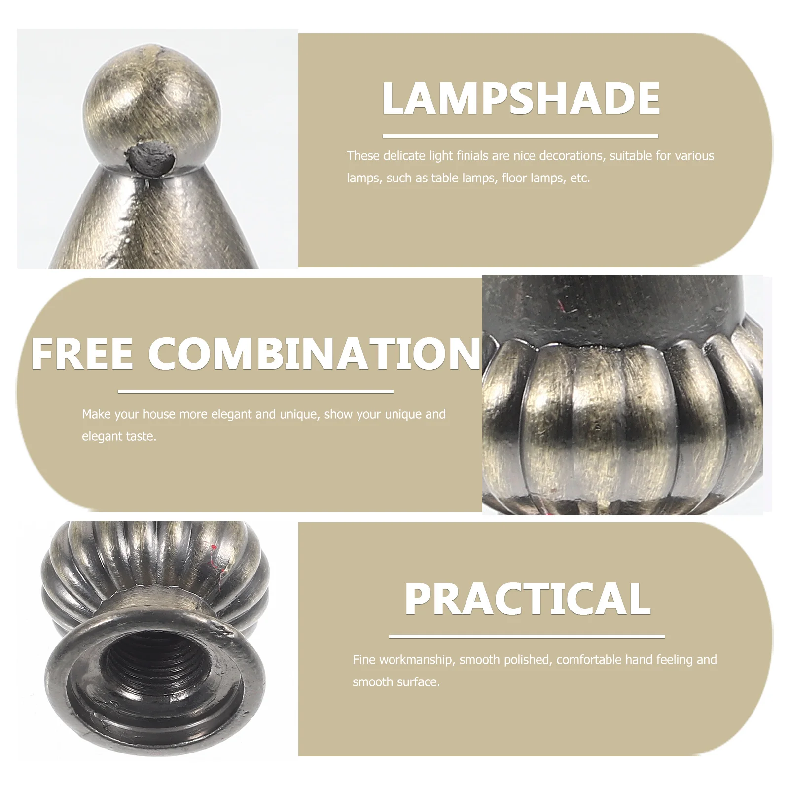 

2 шт., металлические декоративные детали, гладкая полированная ручка из сплава для абажура, винтовая крышка, декоративная лампа для домашнего освещения