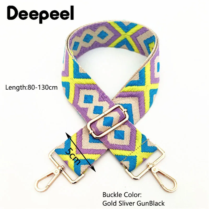 Deepeel 5cm Wide Ethnic Style Women\'s 80~130cm Adjustable Shoulder Strap Crossbody Replacement Belt Straps Bags Accessories