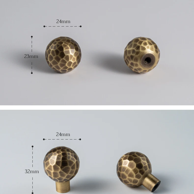 Hammered brass cabinet knob in antique brushed finish — product image 25