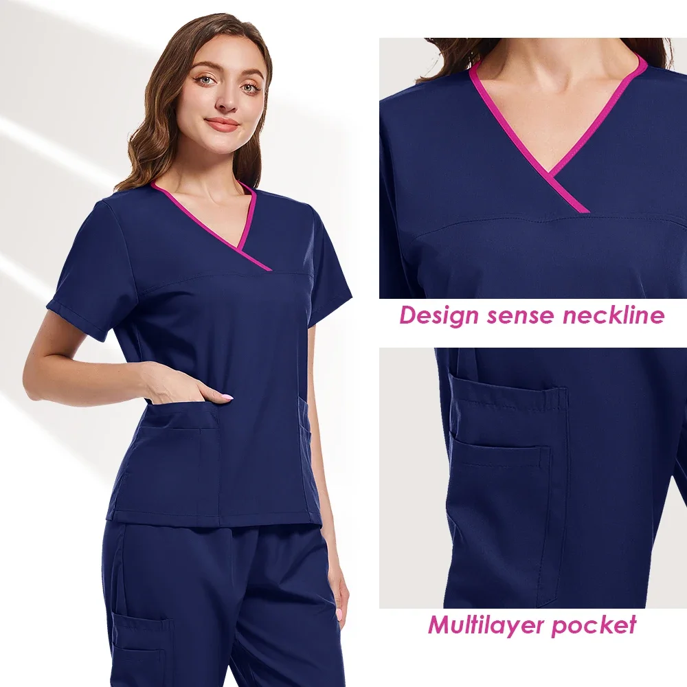 Men's and women's multi-colored short-sleeved hospital doctor's overalls Oral dental surgery uniform Pharmacy nurse uniform set