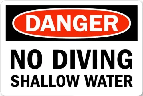 Danger NO Diving Shallow water Pool Metal Sign 8