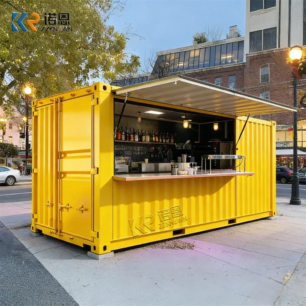 Prefab Modular Container Restaurant Bar Portable Coffee Container Kiosk Prefabricated Street Compact Mobile Restaurant Bar