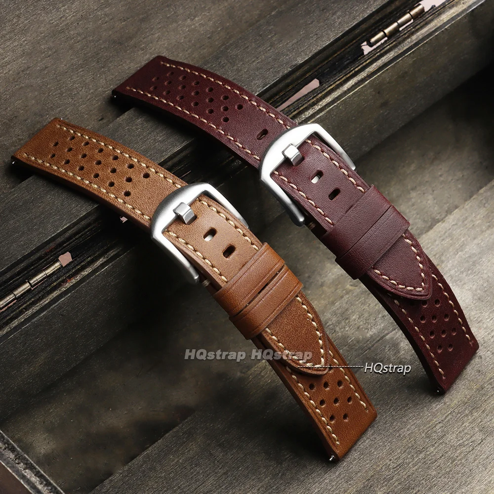Breathable Porous Cowhide Watch Strap 20mm 22mm for Huawei Watch GT6/5/4 Universal Wrist Band Quick Release Leather Bracelet