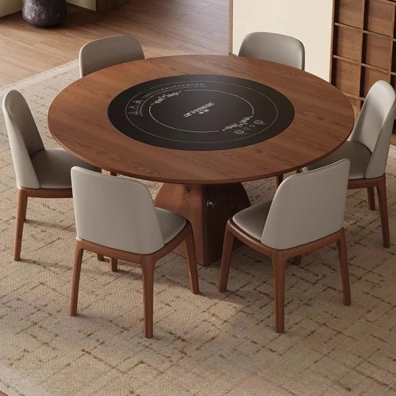 

Индукционная плита из массива дерева ld25, обеденный стол, электрическая грелка для посуды, вращающийся многофункциональный круглый стол из белого воскового дерева