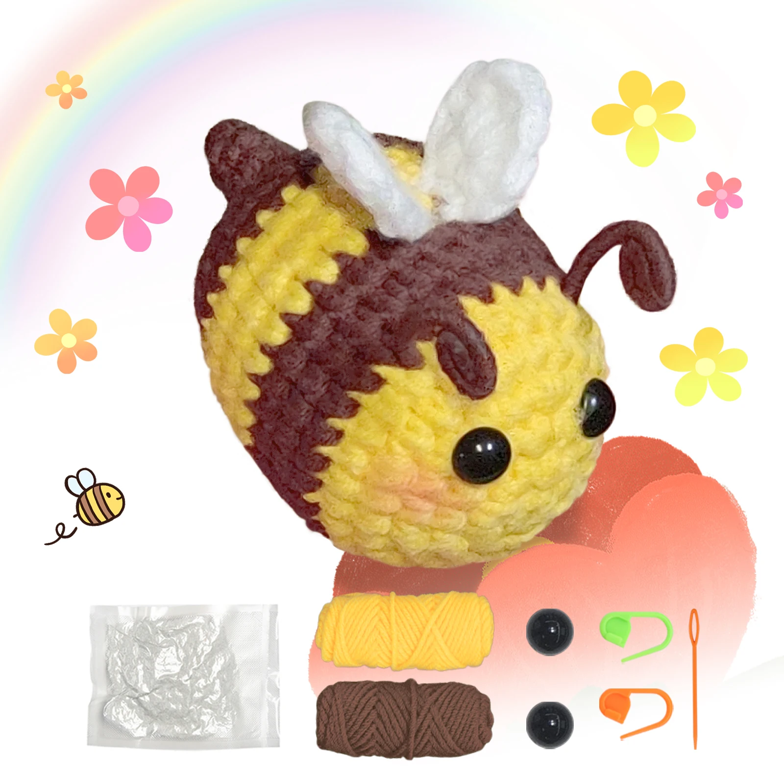 

1 шт. набор для вязания крючком пчелы для начинающих, включая учебники пошаговому видео (аксессуары случайного цвета)
