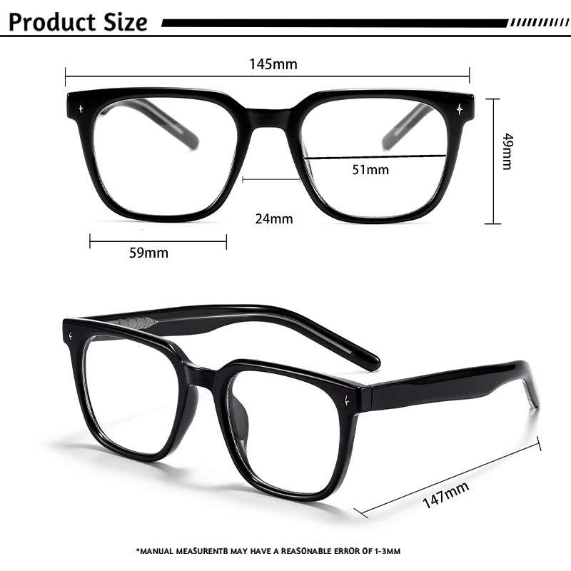 CATERSIDE Mode Herren Quadratische Brillengestell Tr-90 Rahmen Anti Blaues Licht Brillen Damen Täglich Einfache Dekorative Brillen – Detail 2
