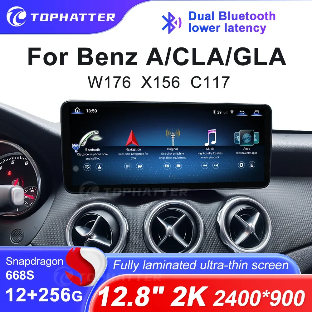 

12.8" For Benz A Class W176 X156 C117 2014-2019 Car Radio Multimedia 2K 2400*900 Screen Android Auto Player Navigation GPS DTS