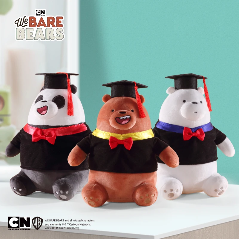 Original We Bare Bears Plush Toys Graduation Season Panda Doll Dr. Cap Soft Stuffed Dolls Plushies Gifts