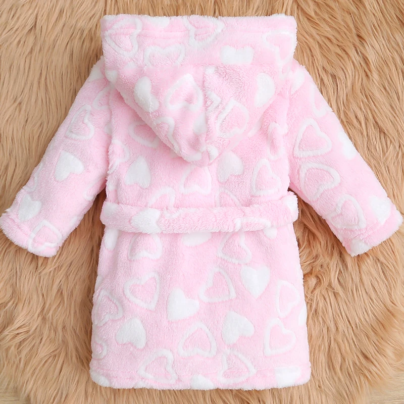 Autumn and winter baby children\'s coral velvet pajamas, baby hoodies, bathrobes, soft and comfortable pajamas, Child Accessories