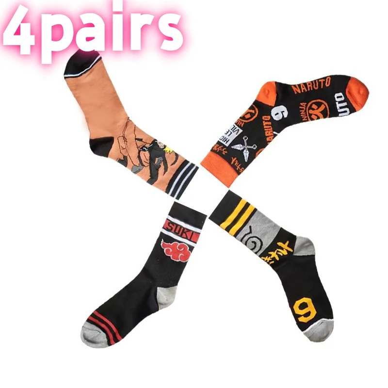 4pairsbandai الهيب هوب الشارع نمط أنيمي الجوارب الرجال النساء الجدة مضحك عادية طاقم الجوارب CuteYoga الجوارب الدراجات الجوارب