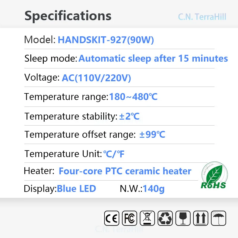90W LED Digital Display Soldering Iron Kit with Adjustable Temperature and High-Temp Tip