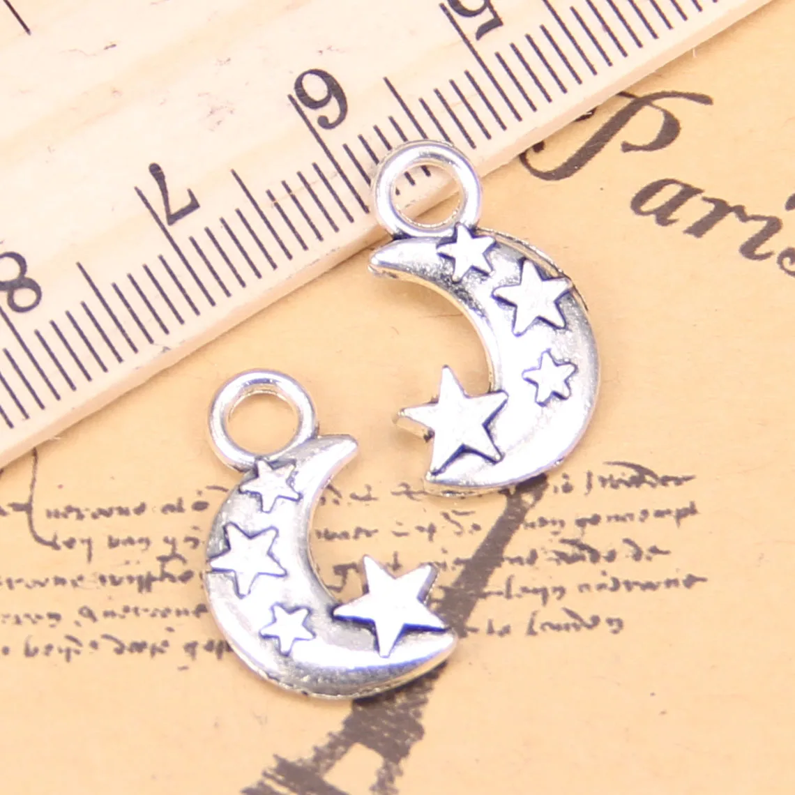 45pcs Charms For Jewelry Making Moon Star 21x14x3mm Antique Silver Plated Pendants DIY Handmake Tibetan Silver Bracelet Necklace