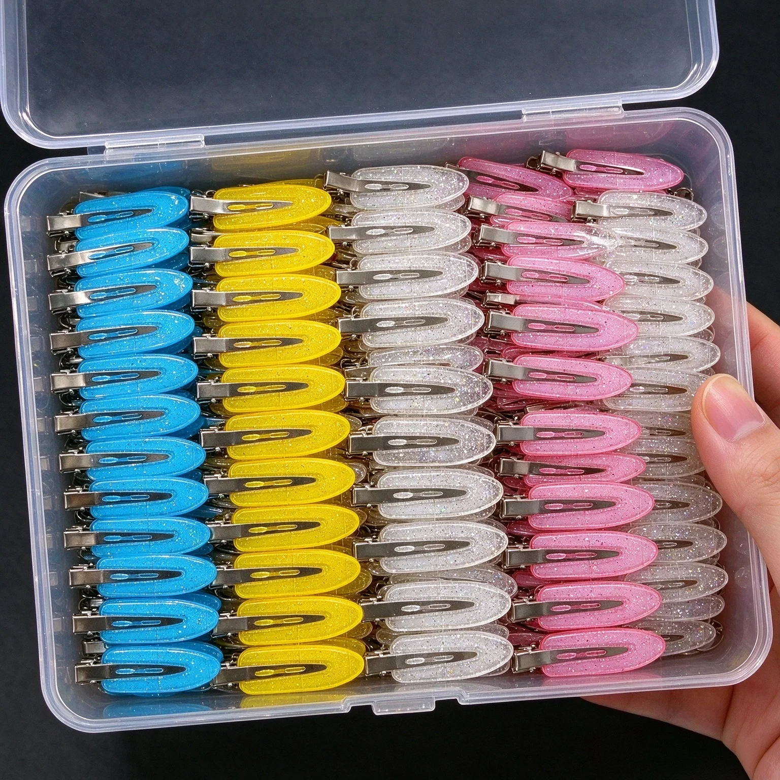 Transparent Glitter Alligator Sectioning Clips No Crease Hair Clips for Styling Non-Slip Salon for Makeup Curling & Face Washing