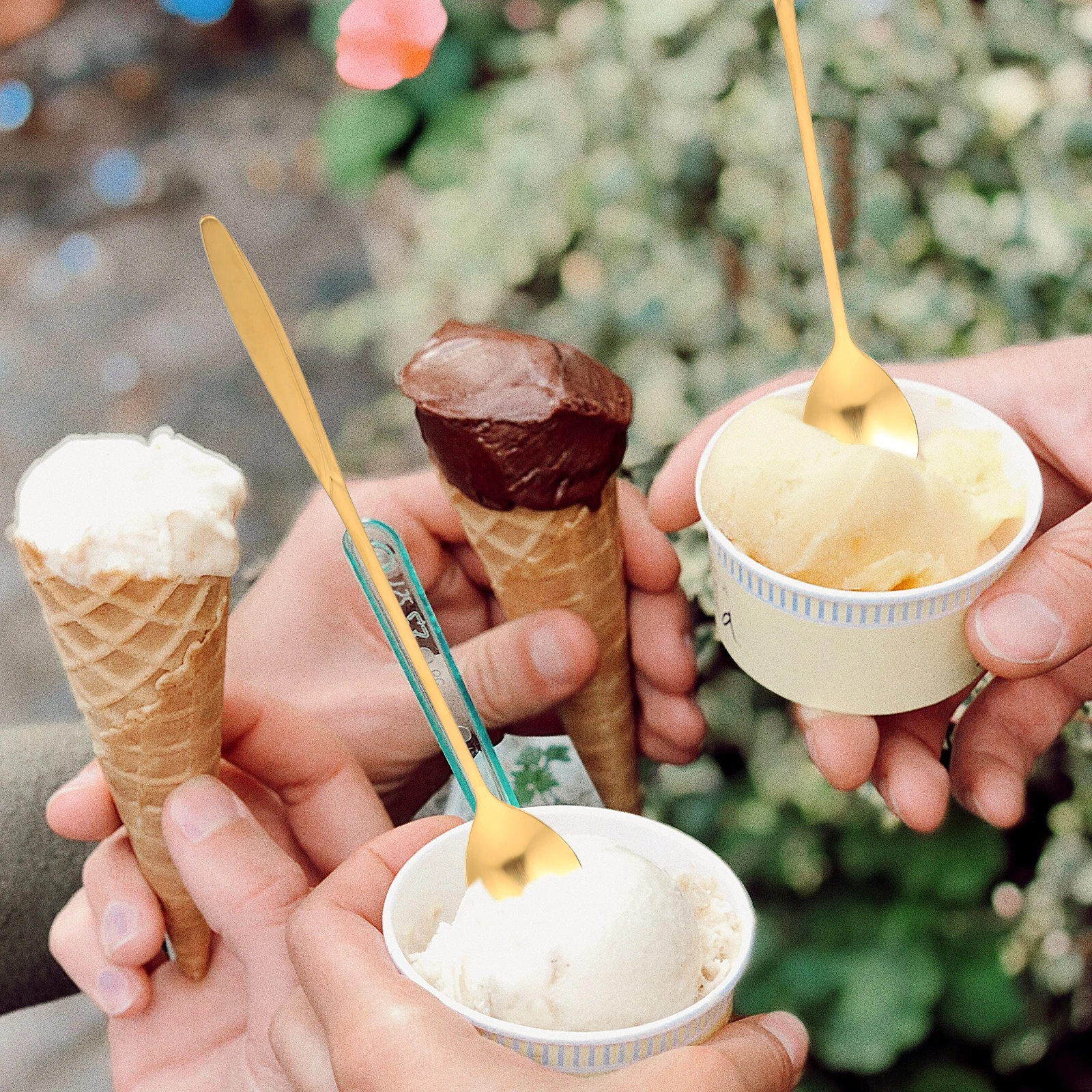 

12Pcs Gold Heart Spoon Long Handle Stainless Steel Coffee Stirring Ice Cream Dessert Kitchen Utensils Coffee Spoon