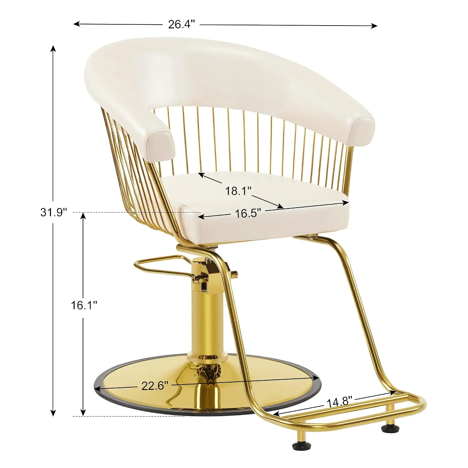 Salon Barber Chair Heavy-Duty Hydraulic Pump Iron Frame Gold Black White Classic Style Hair Stylist Beauty Equipment, Customized