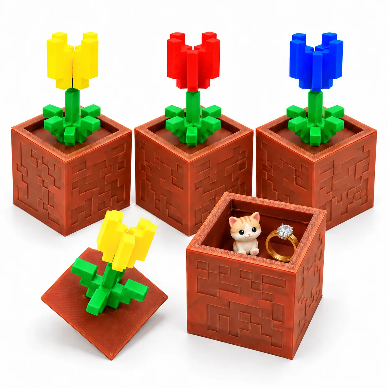 3D Printing My World Tulip Shape Instantly Returns to the Block World, Delicate Texture of Home Decorations