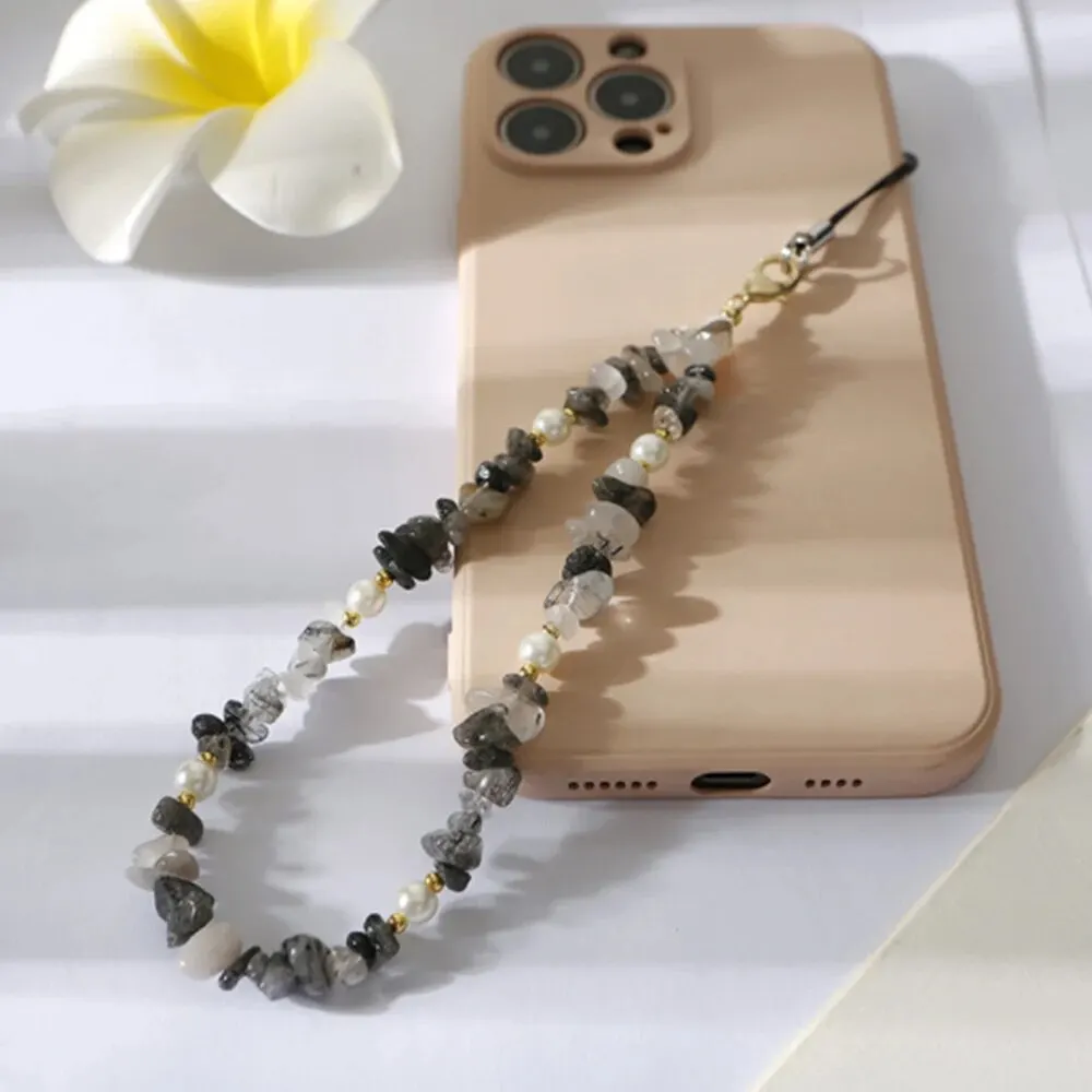 Fashion Gravel Mobile Phone Chain Classic Beaded Phone Strap Lanyard Hanging Chain For Women Girls Anti-Lost Jewelry Accessories