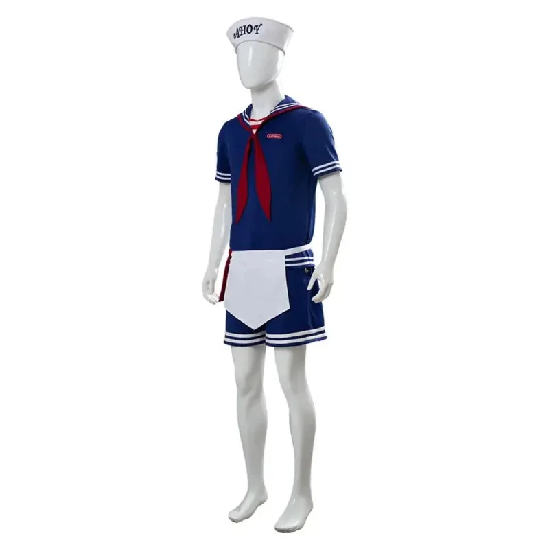 Steve Harrington Cosplay Costume Scoops Ahoy Robin Costume Sailor Uniform Suit Outfit Halloween Costumes
