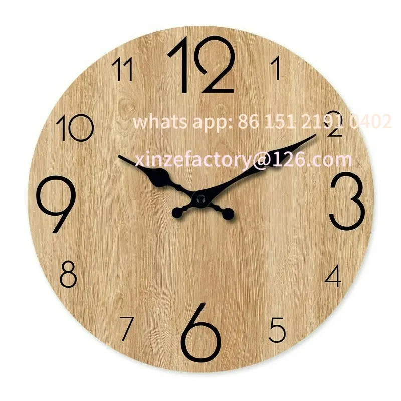 

Customizable Modern Imitation Wood Grain Pattern Wooden Wall Clock Living Room Bedroom Kitchen Home Decoration Wall