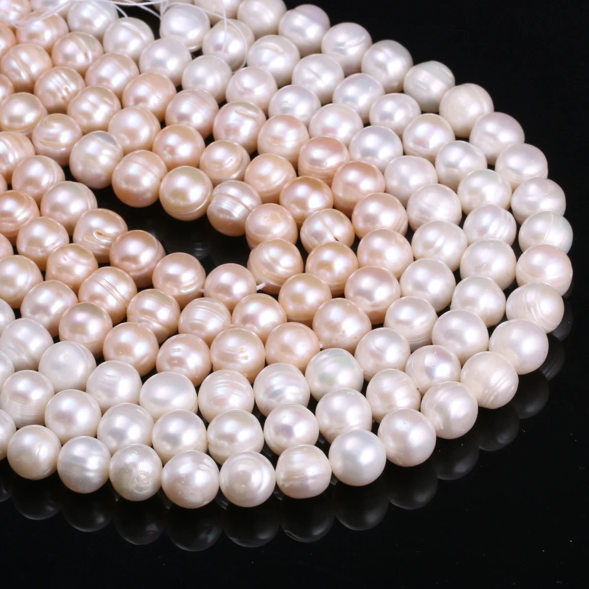 11-12mm Natural Freshwater Cultured White Pearls Beads Round 100% for Jewelry Making Necklace Bracelet 13 Inches Women Gift