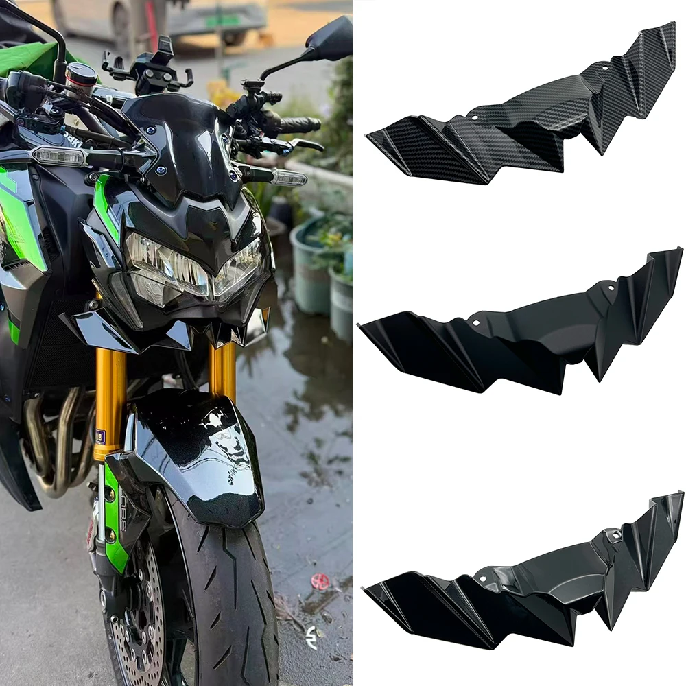For Kawasaki Z900 2020-2024 Glossy Black Front Lower Spoiler, ABS Modified Downforce Chin Fairing Protector