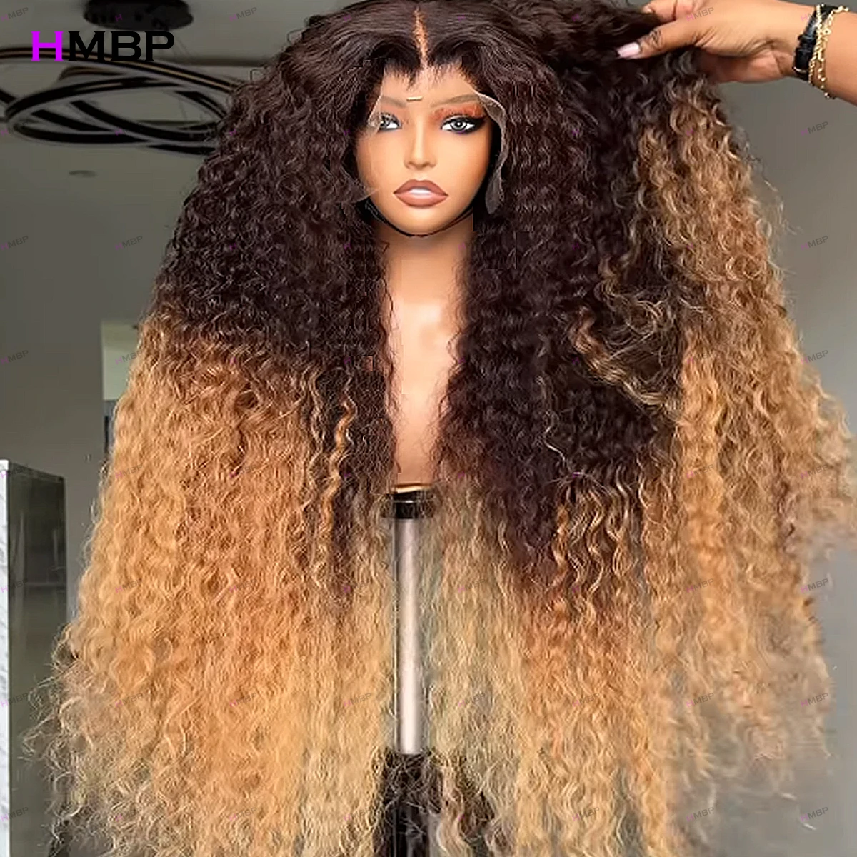 400 Density Ombre Color Jerry Curly 13x6/360 Hd Lace Wigs Preplucked Hair Gluel…