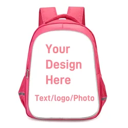 DIY Pink School  Backpack with Double Zipper Pocket for Girls ,16in Custom Personalized School Bags with Photos Logo Text